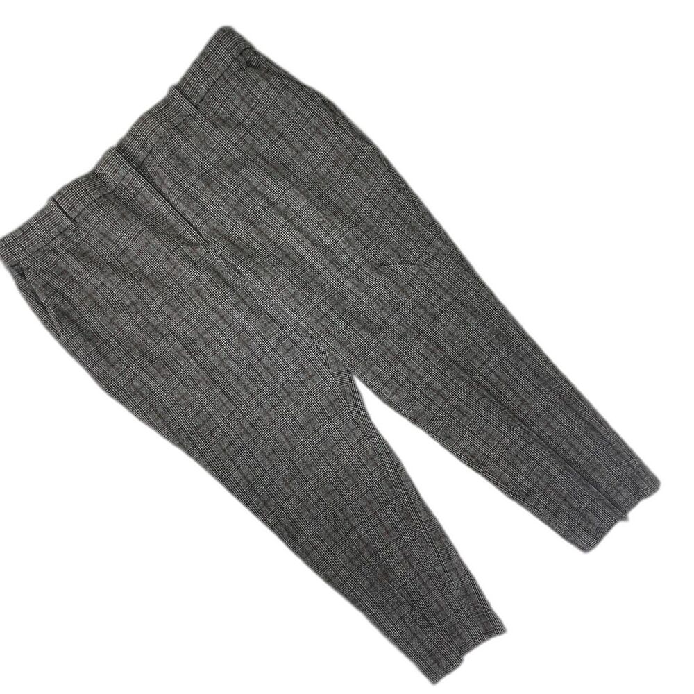 Theory Treeca 2 Maple Traceable Wool Pants 14 Gray Plaid Tapered Crop Trousers - Picture 13 of 14
